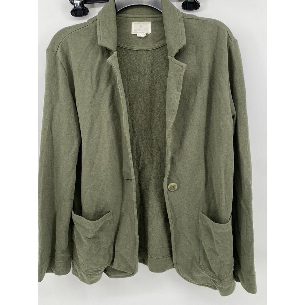 CASLON Women's Olive Green One-Button Notch Collar Blazer SZ S